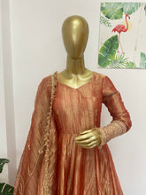 Bronze silk tissue anarkali - kasumi.in